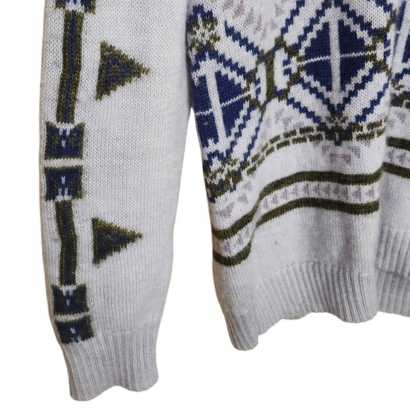 J. Crew Geometric Fair Isle Sweater Acrylic Wool Mohair Blend Women's Large - Picture 5 of 13